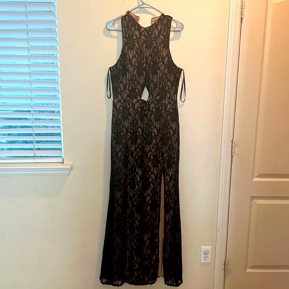 Black Formal Evening Dress Gown With Slit